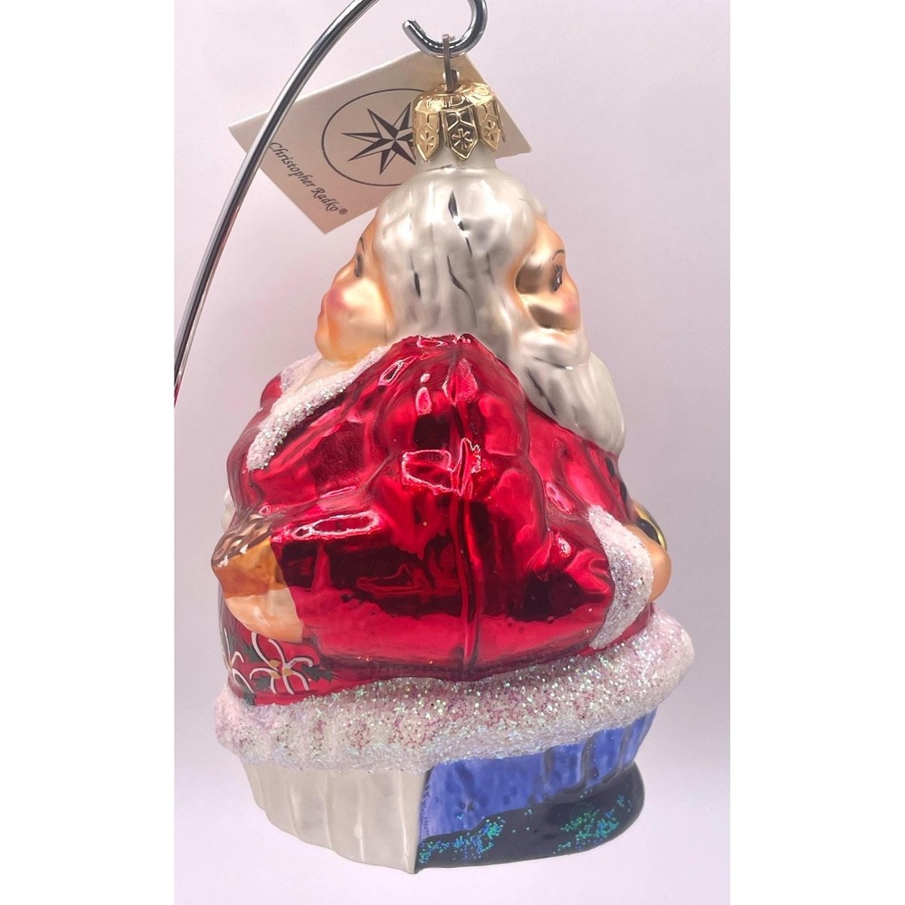 Christopher Radko The Clauses Santa & Mrs Claus Double Sided Ornament Tag & Box